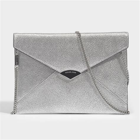 michael kors silver clutch